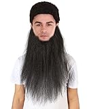 HPO Men's Synthetic Hair Long Beard Cosplay Facial Hair (Black)
