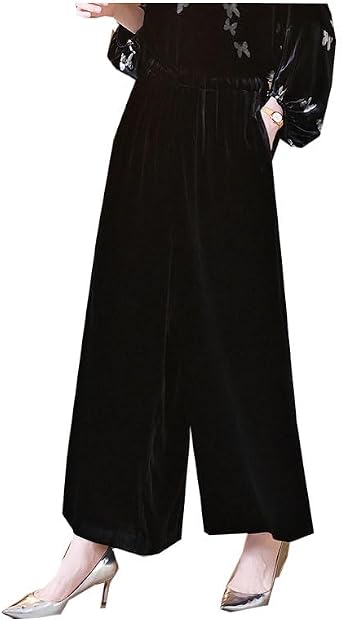Womens Silk Velvet Wide Leg Pants Spring and Autumn Pants