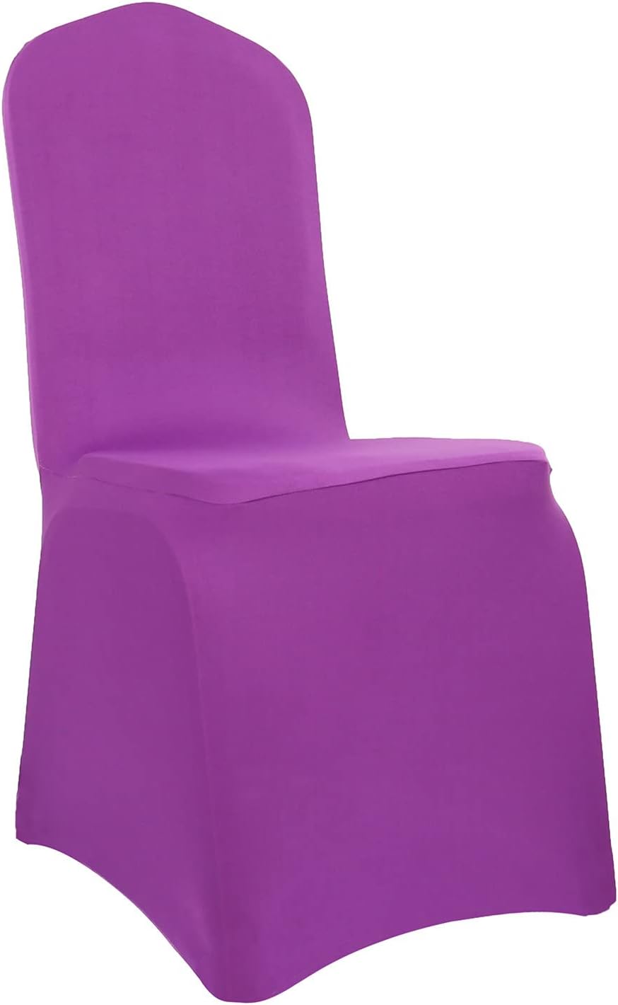 Dimatic 10 PCS Purple Spandex Chair Covers Dining Room Stretch Chair Covers Protector for Living Room Banquet Wedding Party Dining Decoration (Purple)
