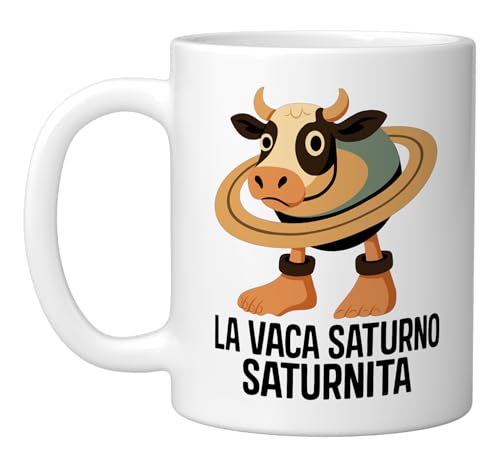 La Vaca Saturno Saturnita Italian Brainrot Boys Ceramic Mug, White