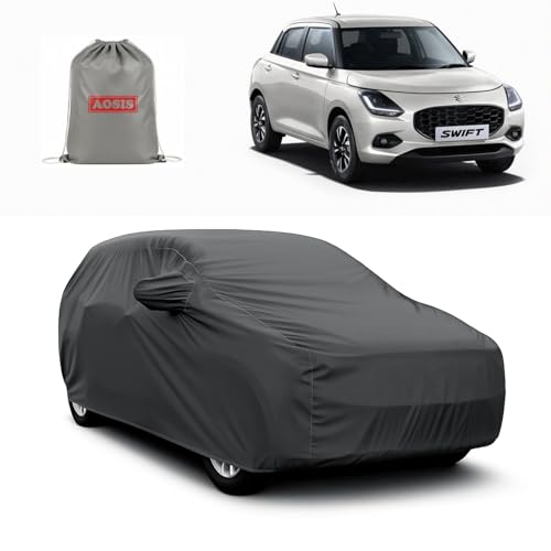Image of AOSIS 'Waterproof' Car Cover Compatible with Maruti Suzuki Swift 3rd Gen /4th Gen 2018-2025 Year Model 300 GSM Uly Coated Thick Fabric 4X4, Adjustable Belt Buckle, Elastic Grip