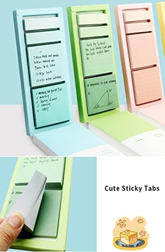 Green Lined Sticky Notes Set, 240 Sheets Pastel Sticky Note Pads, Self-Stick Index Tabs Memo Notepads for School, Office and Home