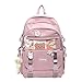 Aiyify Cute Backpack Kawaii Backpack for School Aesthetic Backpack Kawaii School Supplies Cute Backpacks with Accessories (Pink)â€¦