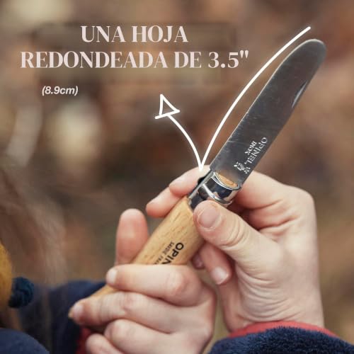 Miniatura 3 de Opinel 0442001696 - Navaja Con Punta Redondeada Y Mango En Haya Natural, Color Beige, Talla 8 Cm