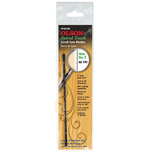 Olson Saw SP46100 Sprial Scroll Saw Blade Plain End, .032-Inch, 46 TPI