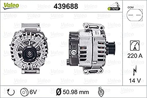 Valeo 439688 Alternatore Amperaggio: 220 Amp Alette: 6 Alette Diametro Puleggia: 51 Mm Voltaggio: 14 V Direzione Di Rotazione: Clockwise