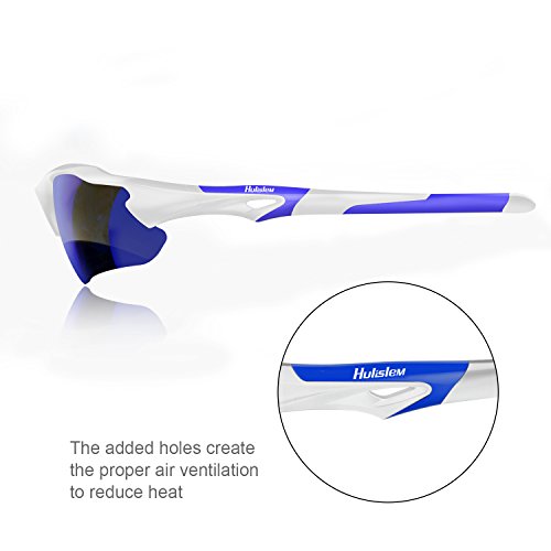 Hulislem Blade Ⅱ Sport Polarized Sunglasses(White-Blue) Sunglasses For Men Women Mens Womens Sports #TOP2