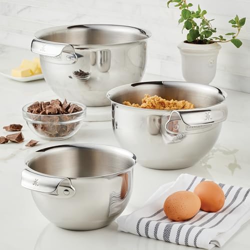 Hestan Provisions – 3-Piece Stainless Steel Mixing Bowl Set – 1.5qt, 3qt, and 4.75qt, Nesting Design - Thumbnail 4
