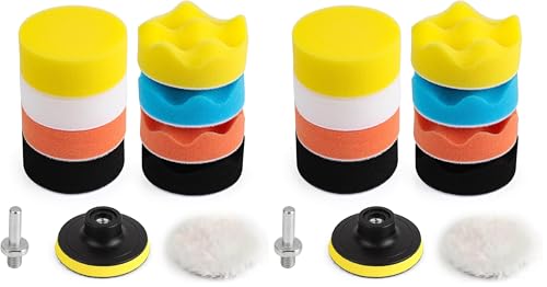 Image of Kshineni 3 Inch Drill Buffing Pad, 11 Pcs Car Foam Polishing Pads Kit, Drill Buffer Polisher Attachment Buffing Kit for Car Polishing, Waxing, Sealing Glaze (Pack of 2)
