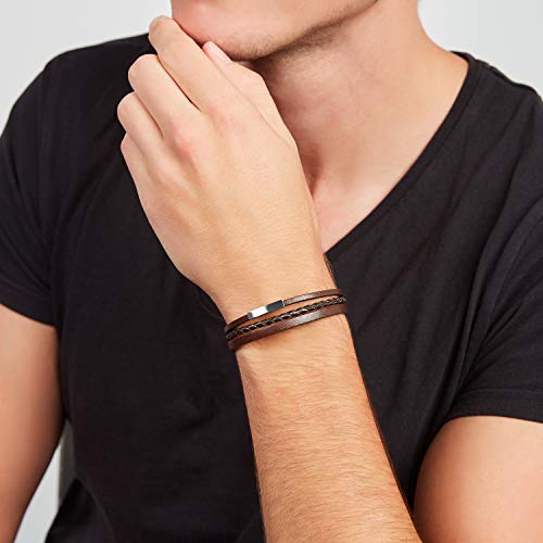 Fossil Men's Leather Bracelet, Color: Brown (Model: Jf03323040) #TOP2
