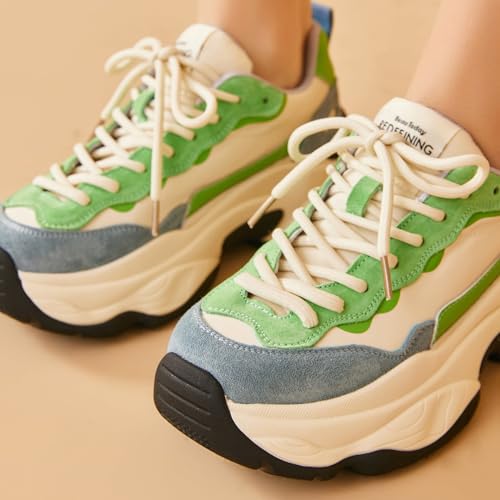 Image of BEAU TODAY Womens Chunky Sneakers, Chunky Shoes for Women, Lace up Comfortable Fashion Dad Sneaker