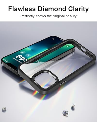 Image of HOOMIL Case for iPhone 13 Pro 6.1-Inch, Non-Yellowing, Drop Protection, Anti-Scratch Transparent Hard Back Phone Cover - Black