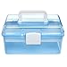 MyGift 10 Inch Plastic Storage Box with Removable Tray, Blue Craft Organizer and Art Storage Box, Multipurpose Storage Container for Tools, Playdoh, Bead, Sewing, Medicine, Tackle, Art Supply