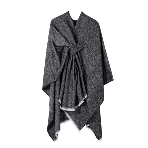 Damen Poncho Mit Schal 2025 - Warmer Winterumhang Mit Offener Front