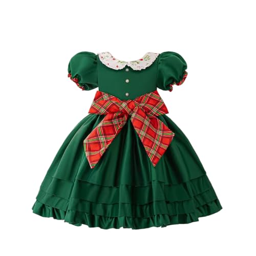 Robe de princesse rouge et vert à paillettes scintillantes avec nœud - 6