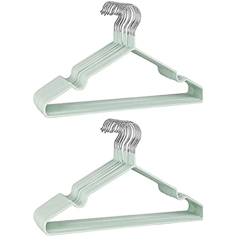 Premium Rubber Coated Metal Hangers - Heavy Duty - Space Saving Organiser Clothes Hangers For Wardrobes Coat Rack Rails Thin and Non-Slip Chrome Cover
