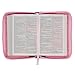 KJV Holy Bible, Mini Pocket Size, Faux Leather Red Letter Edition - Ribbon Marker, King James Version, Pink/Saddle Tan, Zipper Closure, 6.2