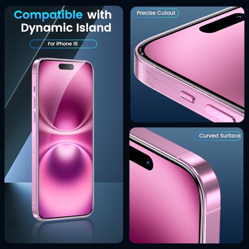 Image of Fotbor for 3Pack iPhone 16 Screen Protector with 3Pack Camera Lens Protector, 9H+ Tempered Glass Easy Installation Kit, Case Friendly iPhone 16