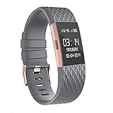 Wearlizer Compatible Fitbit Charge 2 Bands Accessories Silicone Strap Replacement Fitbit Charge 2 Special Edition Lavender Rose Gold Buckle