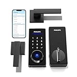 Philips Smart Lock with Handles, Keyless Entry Door Lock Set, Smart Door Lock with 2 Level Handles, Digital Keypad Deadbolt for Front Door, App Fingerprint PIN Code Unlocking, Auto Locking