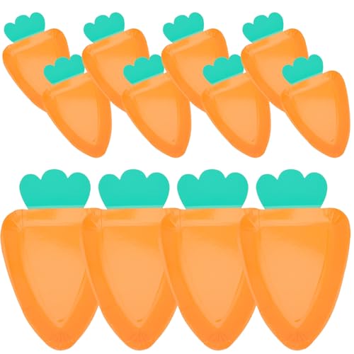 GRADENEVE 12 Platos Desechables Forma de Zanahoria para Pascua, Vajilla de Papel Naranja Práctica y Encantadora para Catering y Fiestas