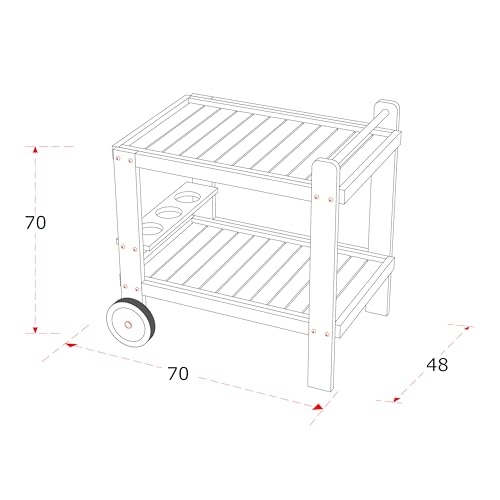 Chariot de service AXI Miri en teck massif de 70 cm avec porte-bouteilles intégré - 5