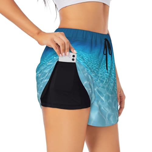 Pantalones cortos deportivos de cintura alta con estampado artístico de tinta abstracta de color gris mármol para mujer, secado rápido, para gimnasio, entrenamiento, para verano, Negro, XL