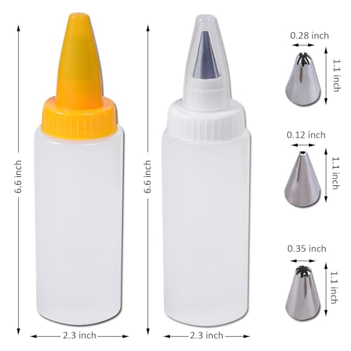 Eolilim 6PC Plastic Frosting Piping Kit, Icing Bottles Easy to Clean, Practical Frosting Bottles for Cookies, Icing Piping Kit for Dessert, Cakes, Biscuits