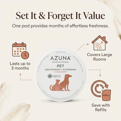Azuna Pet Odor Eliminator for Strong Odor Gel | Plant Powered Australian Tea Tree Oil | Dog and Cat Room Deodorizer | Child and Pet Safe Air Fresheners for home | Cedarwood Scent | 8oz Pod by Azuna - Image 6