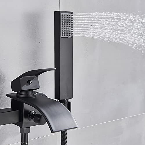 Robinet de baignoire cascade mural mitigeur en laiton avec douchette - 4