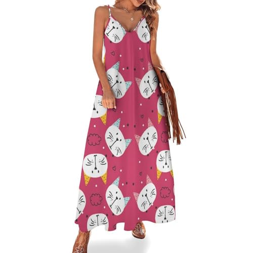 Robe longue chat blanc rose parfaite pour flâner à la plage et réussir vos photos de voyage