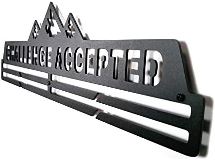 Full Health Sporting Running Medal Hangers Awards Display Medal Holder Rack Metal Steel Wall Mounted Challenge Accepted Black and Silver 2 options