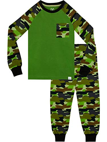 Harry Bear Pijama para niños Camuflaje Ajuste Ceñido Verde 12-13 Años