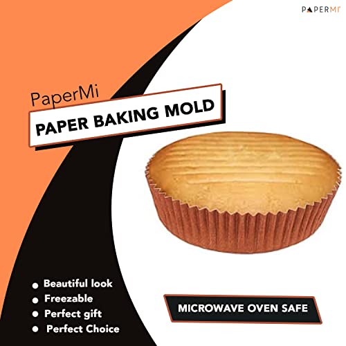 Optima Round Baking Mold (Pack Of 50), All Natural, Disposable, Recyclable, Microwave Oven Safe Paper Bakeware, Freezable, Paper Mold For Baking Goods- Cup Cakes Or Mini Snacks (3-1/2" X 1-1/4") #TOP4