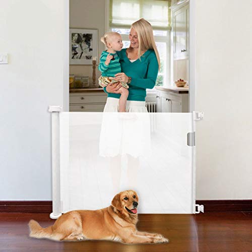 Barrière de sécurité rétractable blanche 130 cm pour bébé et chien - 5