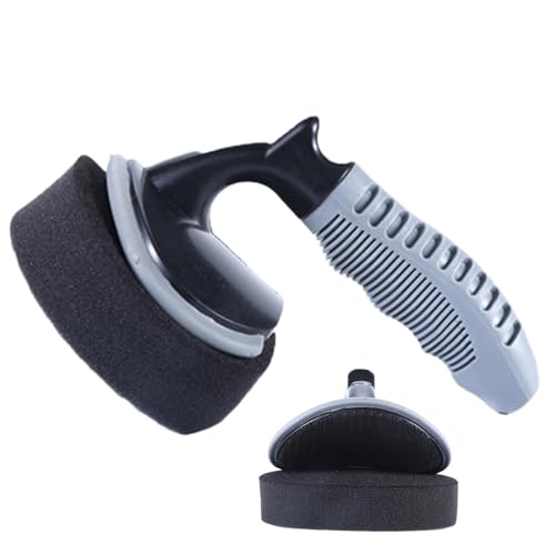 Cepillo aplicador de brillo de neumáticos, cepillo multiusos para brillo de ruedas con esponja desmontable, diseño curvado portátil para limpieza de automóviles y vehículos, ideal para el cuidado y