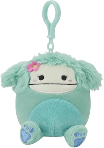 Squishmallow Official Kellytoy - Llavero con clip de 3.5 pulgadas para mochila, animal de peluche suave y blando (Joelle Pie grande con flor)