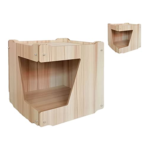 Casa para Gatos, Grande Espaço Multifuncional Cama de Caverna para Gatos de Madeira Inovadora e Ecol