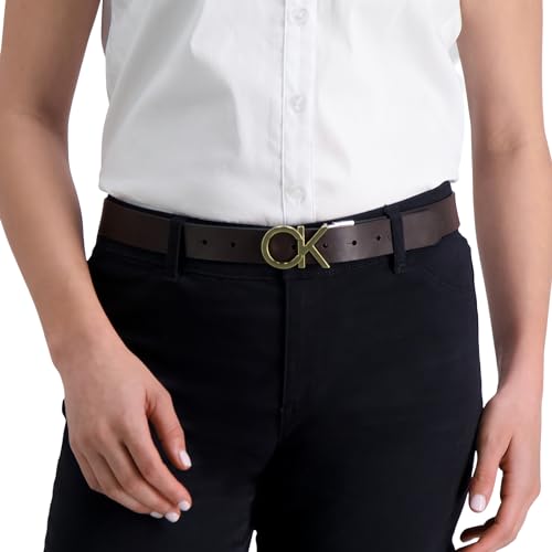 Calvin Klein Women's Two-in-One Reversible CK Monogram Plaque Buckle Dress Belt (Regular and Plus Sizes)3