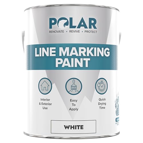 Polar Line Marker White Paint - 2.5 Litres - Heavy Duty & Hard-Wearing - Indoors & Outdoors - Ideal For Car Parks, Tennis Courts, Warehouses - Water, Chemical & Acid Resistant