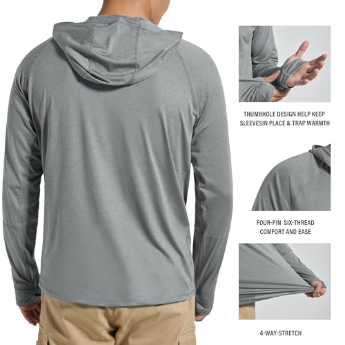 Men's UPF 50+ Sun Protection Hoodie Fishing Shirts Long Sleeve Rash Guard SPF UV Shirt with Thumbhole3