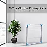 Crystals 3 Tier Foldable Clothes Airer, Folding Clothes Horse, Clothes Drying Rack, Non-Slip Feet Indoor/Outdoor, Laundry Clothes Rack, Washing Line Airer Drying Rack (Off White) - Image 5