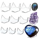 Hipiwe 12 Pcs Acrylic Triangle Display Holder - Display Easel Stands for Geodes Crystal Mineral Agate Fossil Coral, Clear Rock Display Stands for Small Collectibles, (Small+Medium+Large)