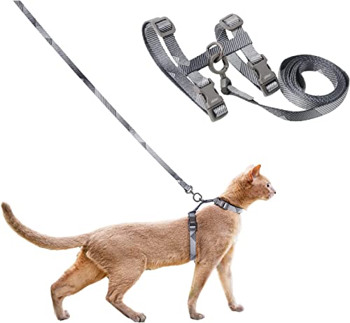 pidan Cat Harness and Leash Set, Cats Escape Proof - Adjustable Kitten Harness for Large Small Cats, Lightweight Soft Walking Travel Petsafe Harness- Grey - Grey