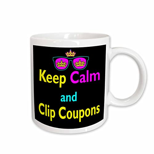 3dRose CMYK Keep Calm Parody Hipster Crown & Sunglasses & Clip 11oz Mug