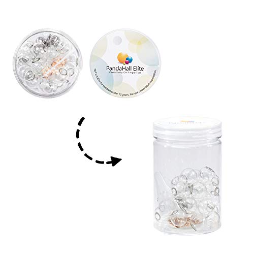 Ph Pandahall 30Pcs 16Mm Mini Clear Glass Globe Bottle Wish Glass Ball Bottles Mini Clear Ornaments Hanging Fillable Ball Vial Charm For Earring Making Christmas Home Holiday Wedding Decor, 8Mm Cap #TOP7