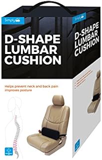 Simply DSLC01 D-Shape Lumbar Cushion, Back Neck Support Lumbar Roll, Size W27.5 X H10.5 X L13.5cm, Ideal for Car Seats, Sofas, Lounge, Chairs etc, Easy To Fit, Black, One Size