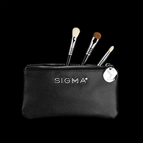 Sigma Beauty Glam 'N Glow - Juego de 3 pinceles para ojos, sombrear, doblar y difuminar, elegante estuche negro (4 piezas) - imagen 2