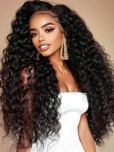 KLAIYI EasiContour V Part Wig Human Hair Curly Glueless Wear And Go Clip In Half Wig Upgrade U Part Wigs for Women 12A No Leave Out No Glue Beginner Friendly Natural Black Color Ready to Go Wig 16Inch