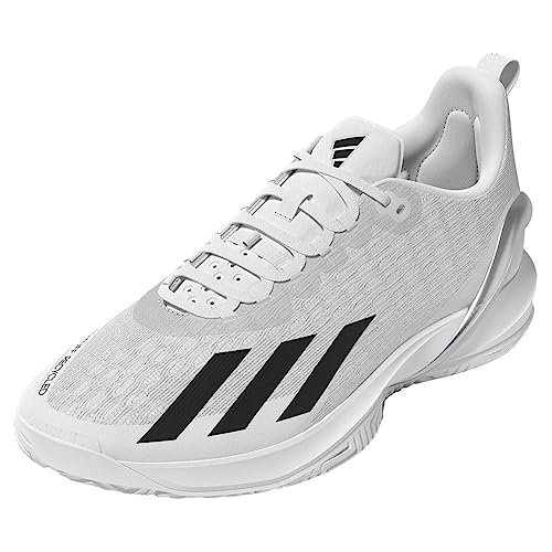 adidas Men's Adizero Cybersonic Tennis Sneaker, White/Black/Matte Silver, 7.5